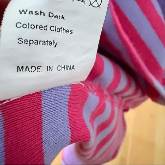 Sweater top, Pink & Purple Striped with Yellow Trim, SOFT with Stretch, Size XL - Picture 9 of 10